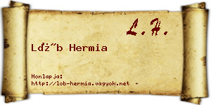 Löb Hermia névjegykártya